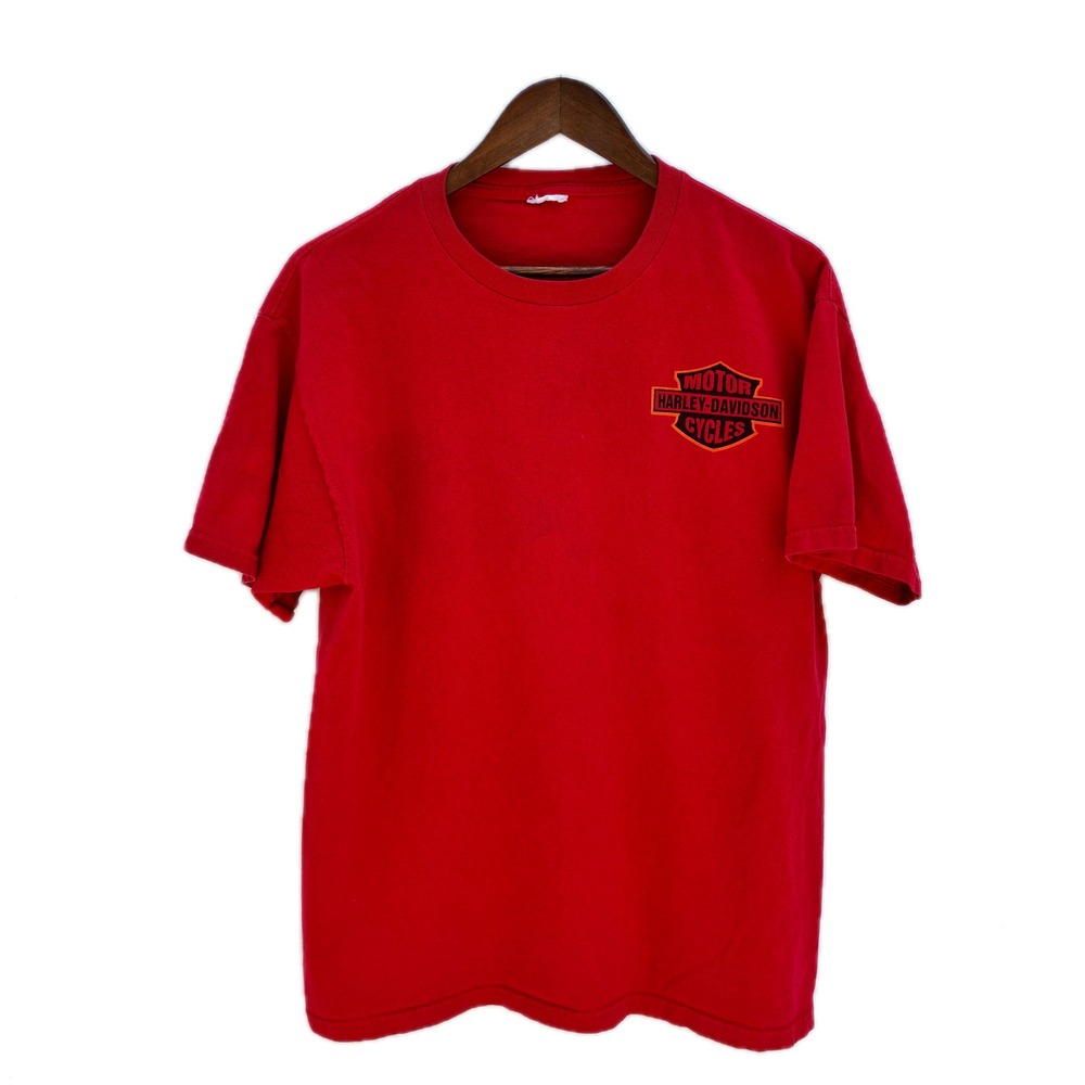 Harley-Davidson Mens Graphic T-Shirt Red Short Sleeve Biker Tee Size L Logo